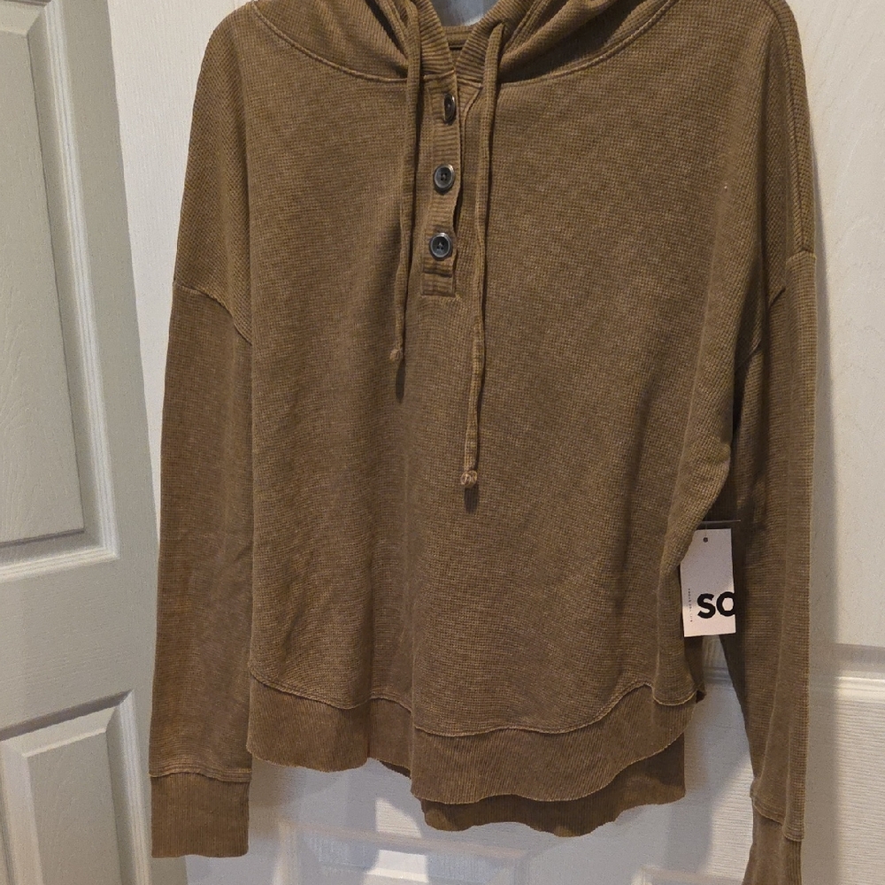 SO OLIVE GREEN Cowl Neck Sweater